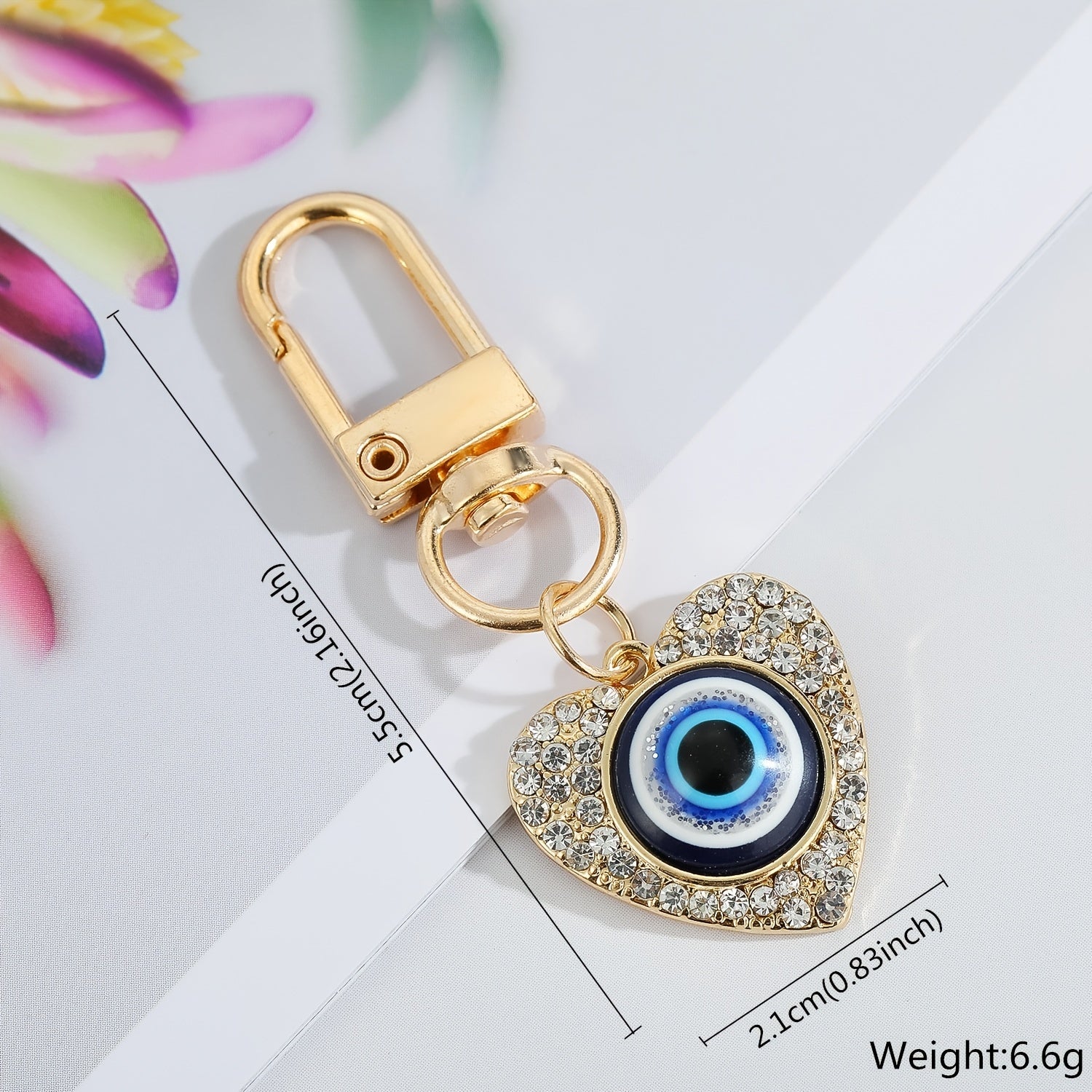 Bling Heart Eye Evil Eye Keychain Key Ring for Bag Car Earphone Case