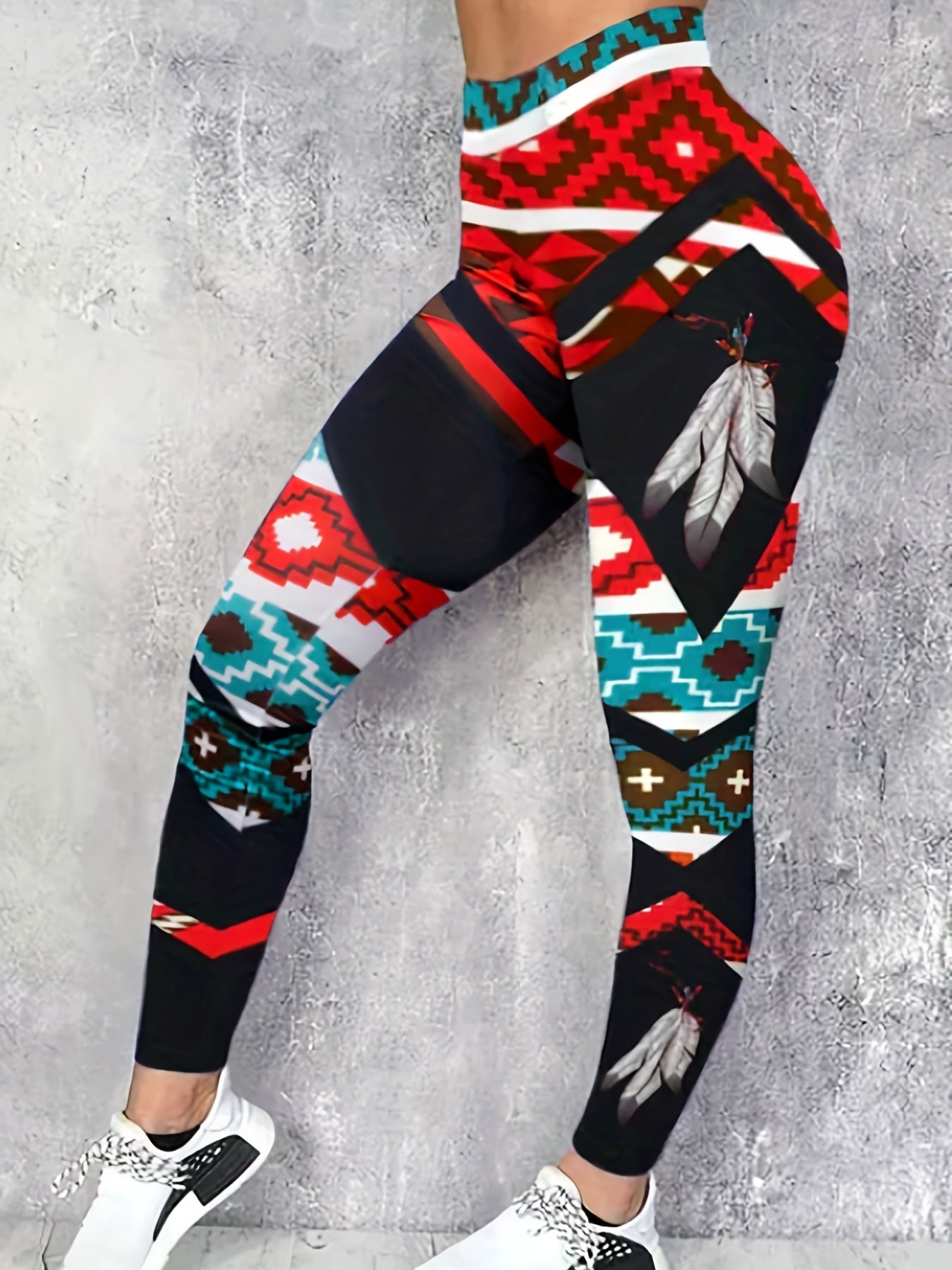 Geometric Print High Rise Skinny Leggings