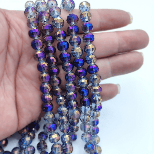 8mm Transparent Purple AB Round Glass Beads for Jewelry Making