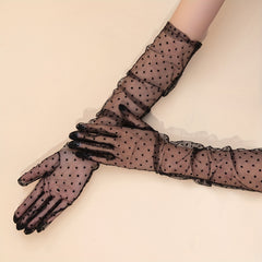 Polka Dot Long Gloves Transparent Decorative Party Prom Gloves Women