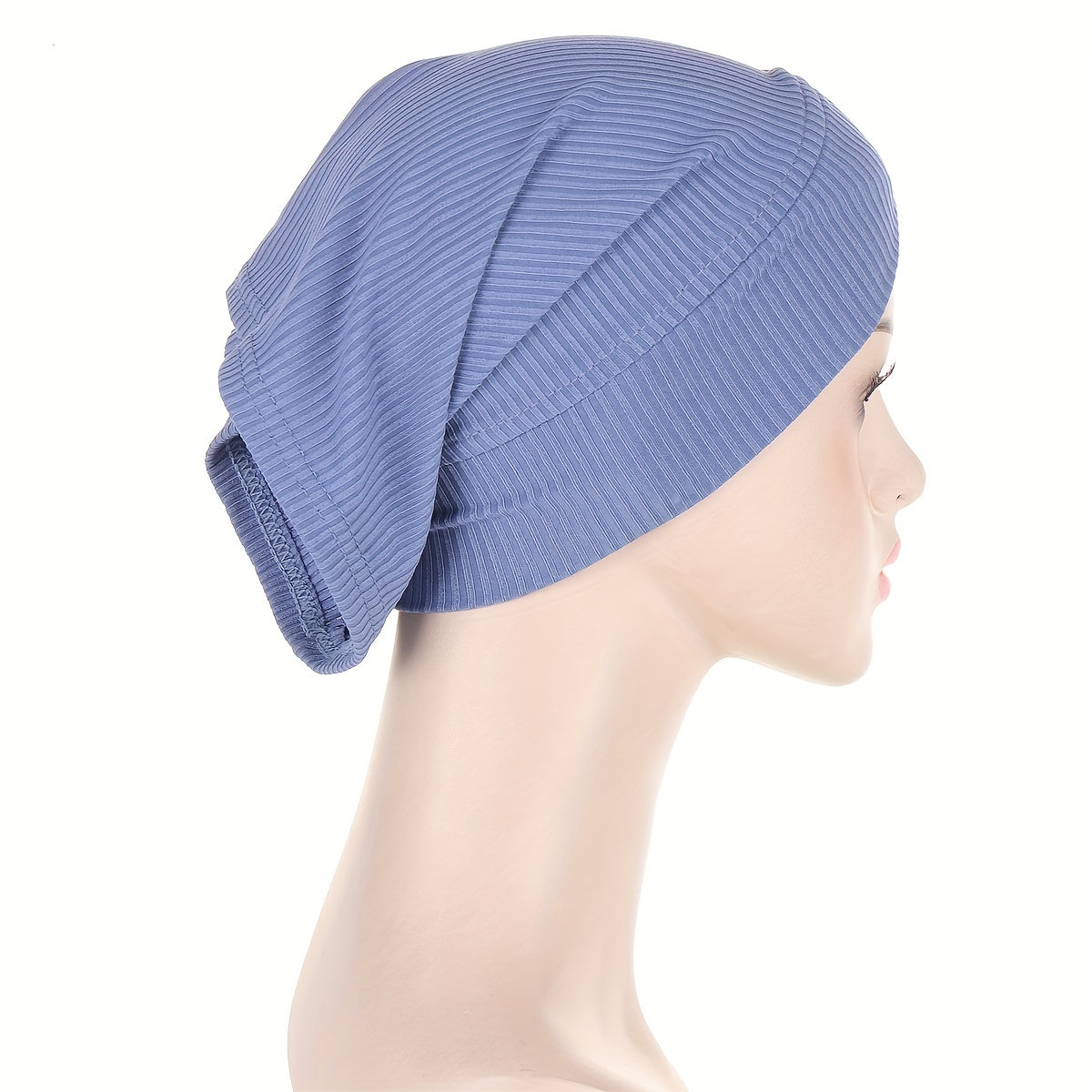 Striped Turban Cap Inner Hijab Hat Elastic Underscarf Beanie Head Wraps