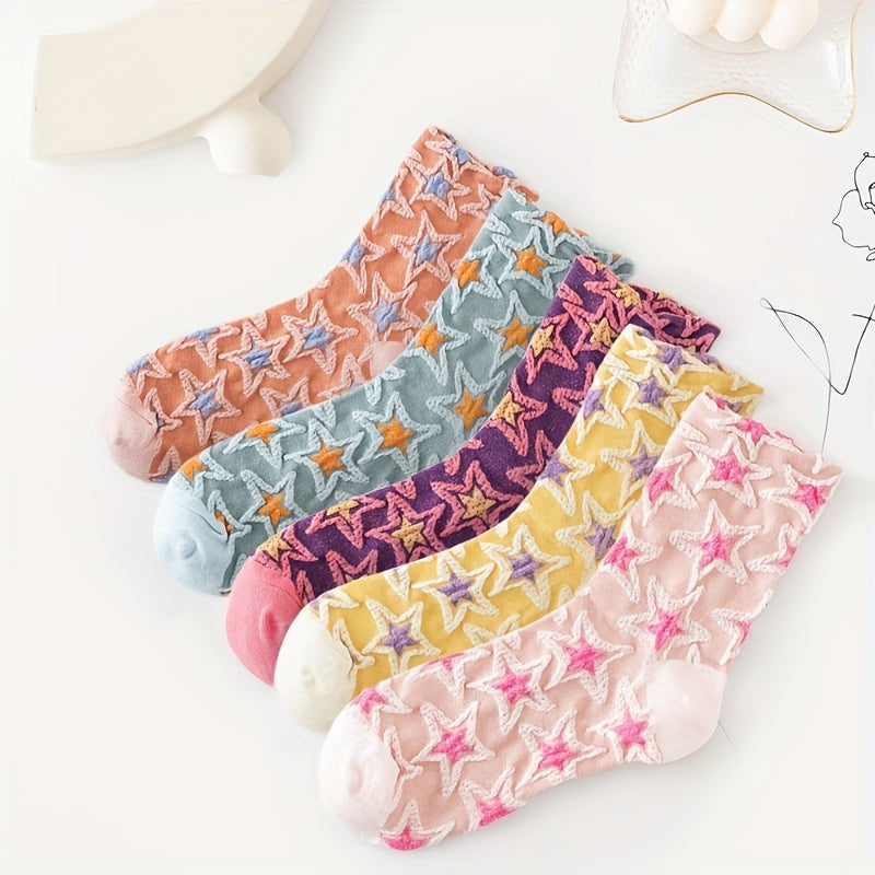 5 Pairs Star Print Socks Women's Stockings