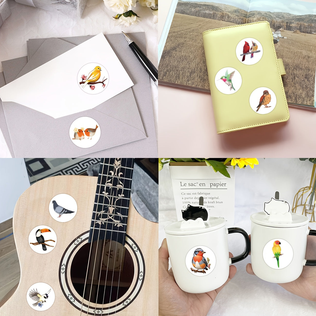 500pcs Cartoon Bird Vinyl Stickers Animal Themed Roll