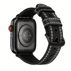 Nylon Spliced Cowhide Watch Strap for Smart Watch