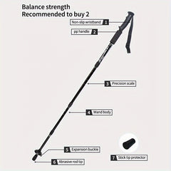 Telescopic Foldable Mountaineering Stick with Straight Handle