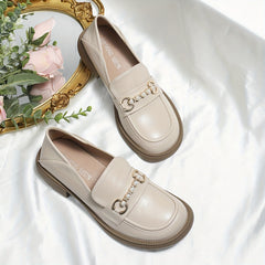 Women's Faux Pearl Loafers Slip On Chunky Shoes