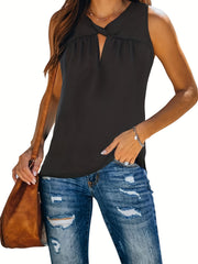 Twist Front Pleated Tank Top Sleeveless Summer Top