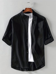 Men's Linen Short Sleeve Shirt for Summer Casual Wear