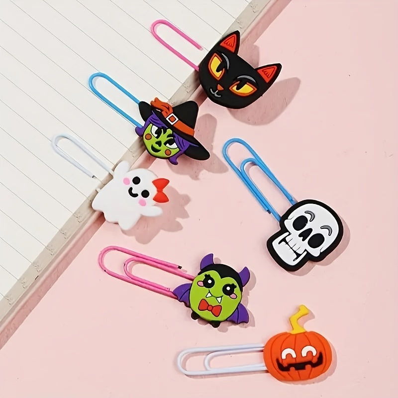2pcs 6pc Halloween Bookmark Cartoon Ghost PVC Soft Rubber Drip Paper Clip