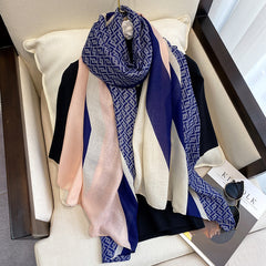 Women's Linen Scarf Lightweight Silk Neck Scarfs Vintage Hair Wrap