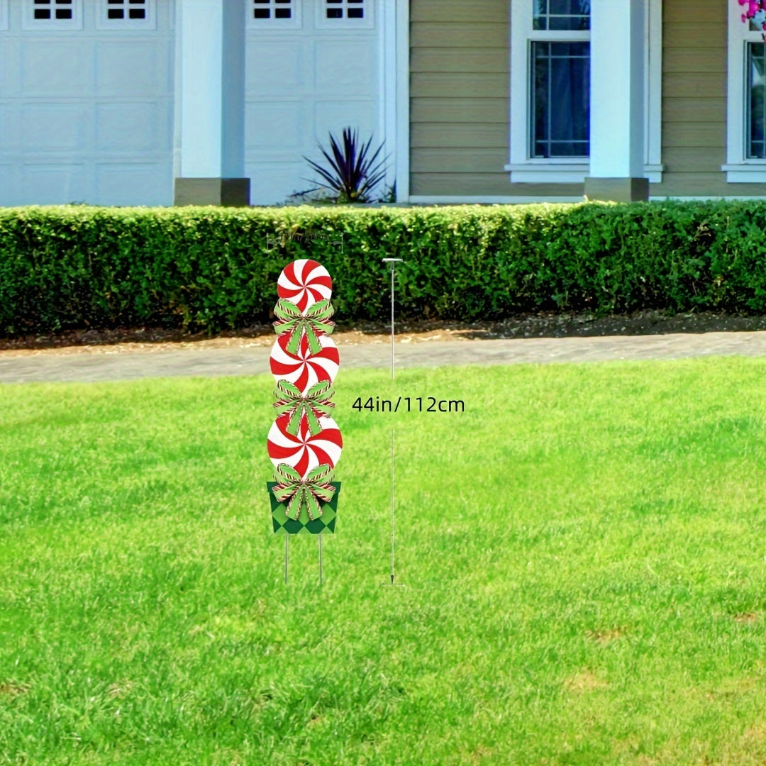 Peppermint Xmas Yard Stakes - Giant Holiday Decor Signs
