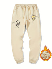 Sun And Moon Pattern Casual Stretch Graphic Joggers Men s Sweatpants