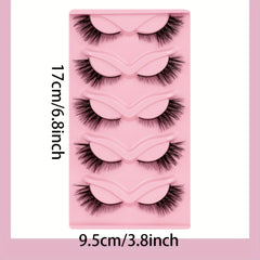 5 Pairs Fox Eye False Eyelashes 3D Winged End Eye Elongated Eyelashes