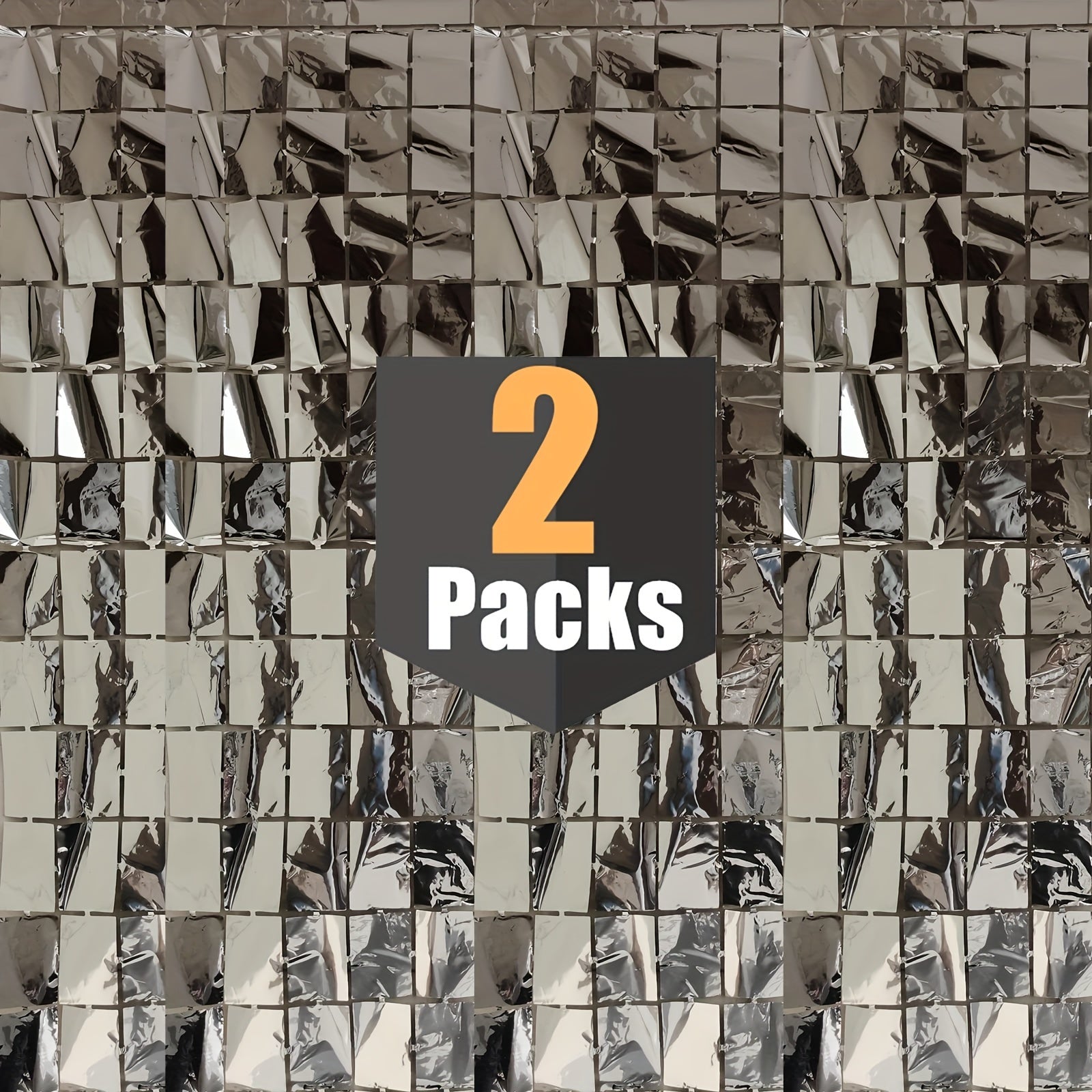 2pcs Silvery Fringe Curtain Photo Booth Props - Party Decor for Events