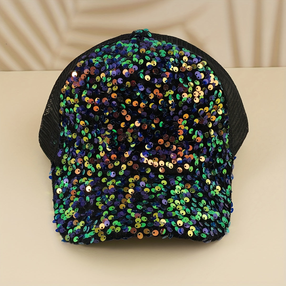 Sequins Solid Baseball Cap Mesh Hip Hop Trucker Hat Y2K Sunshade Sports Hats
