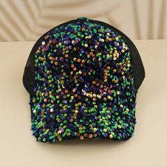 Sequins Solid Baseball Cap Mesh Hip Hop Trucker Hat Y2K Sunshade Sports Hats
