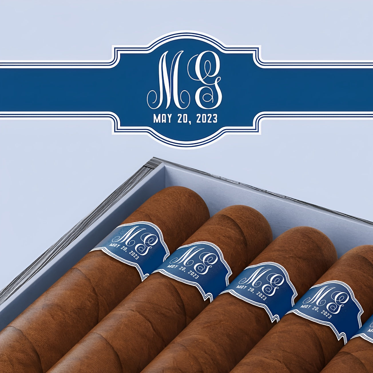 Custom Wedding Cigar Bands with Initials Personalized E&A