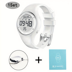 Pink Digital Pedometer Watch Step Counter Stopwatch Alarm Date Time Waterproof T