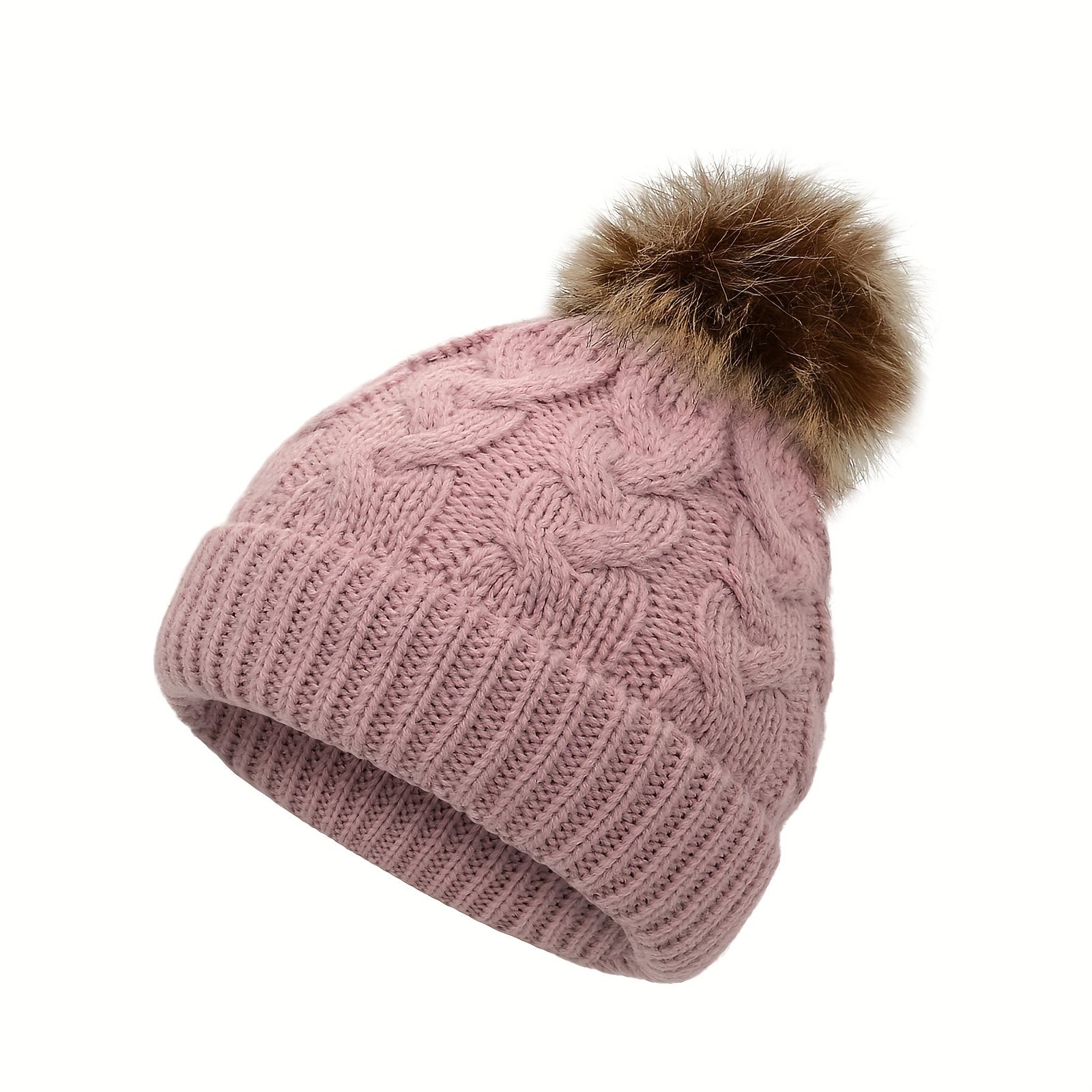 4 Pack Kids Winter Hats Beanie with Faux Fur Pom