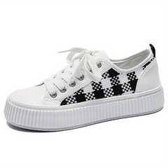 Women's Plaid Canvas Lace Up Low Top Shoes