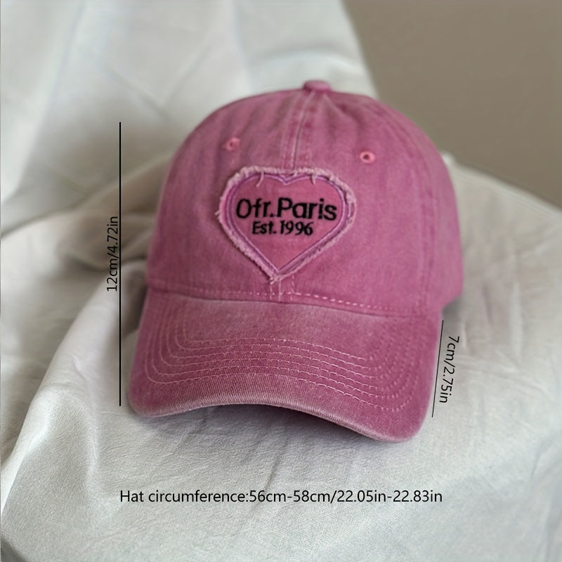Adjustable Cotton Mens Peaked Cap with Love Embroidered