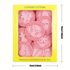 9pcs Christmas Sandwich Biscuit 3D Cookie Press Mold Set