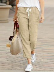Women's Plus Solid Drawstring Elastic Waist Soft Harem Pants