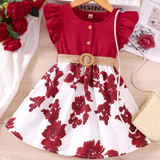Toddler Girls Floral Splicing Princess Dress For Party