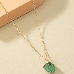 Irregular Crystal Stone Pendant Necklace 14k Plated Women's Necklace