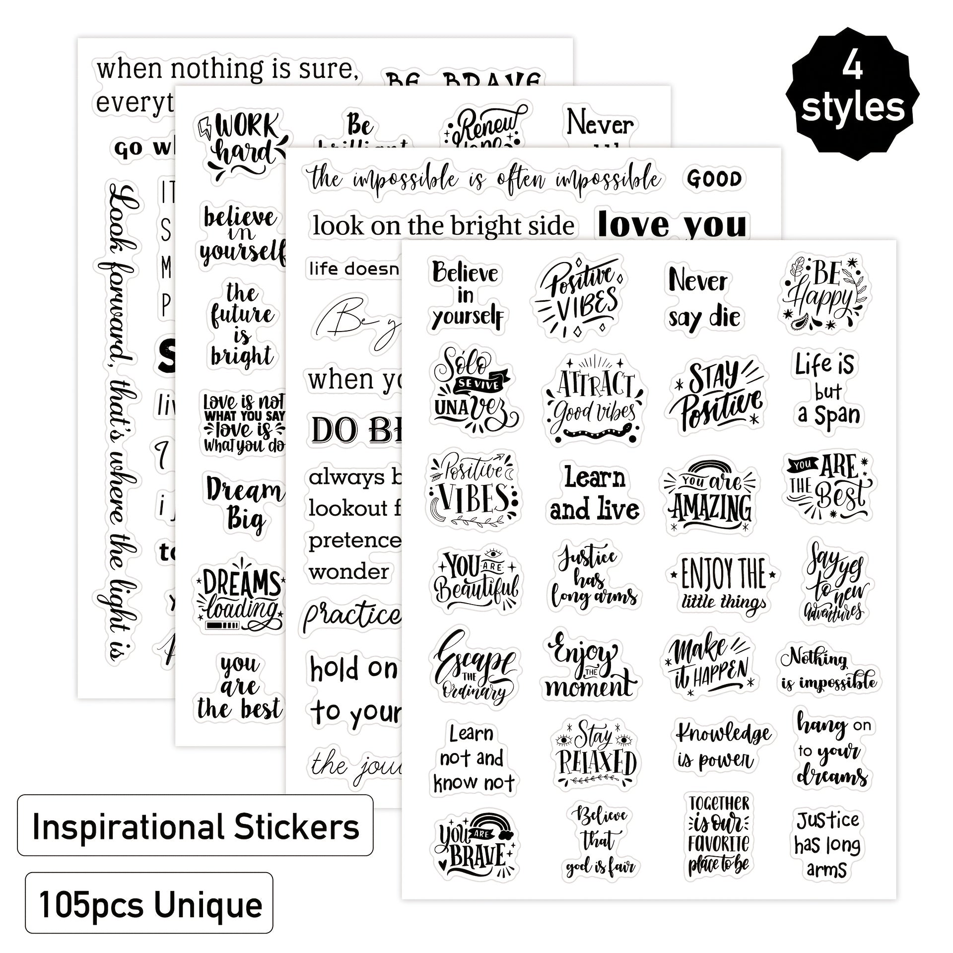 Motivational Quote Sticker Sheet - Transparent Single Sheet