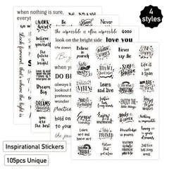 Motivational Quote Sticker Sheet - Transparent Single Sheet