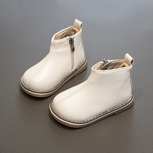 Cozy Fleece Baby Girls Boots with Zipper for Indoor Outdoor Travel