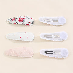 6pcs Floral Printed Hair Clip For Side Hair Bang Braids