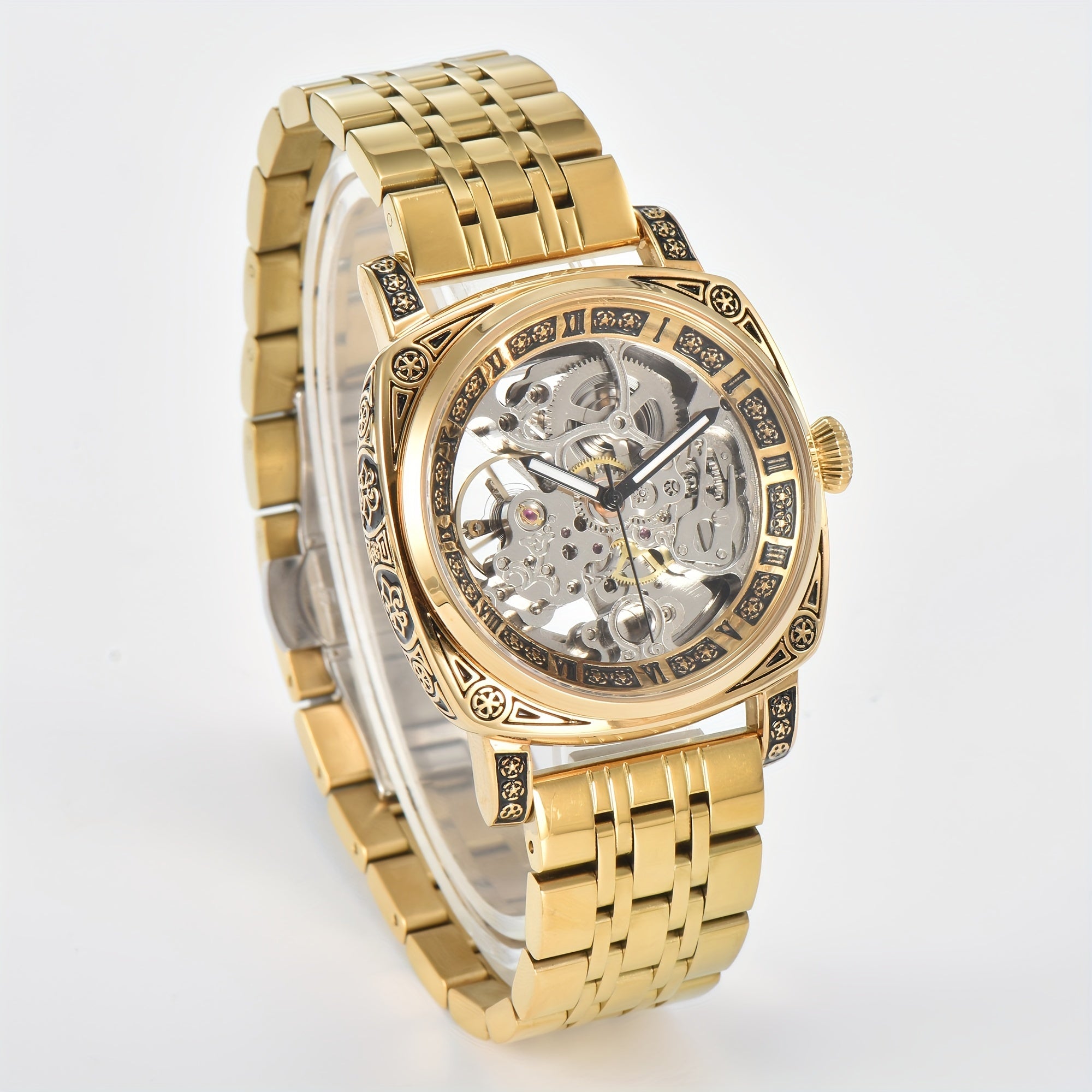 KUERST Youth Steel Strap Hollow Automatic Mechanical Watch