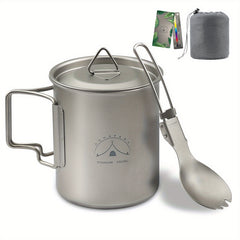 Titanium Camping Mug with Lid, Spork, Bag