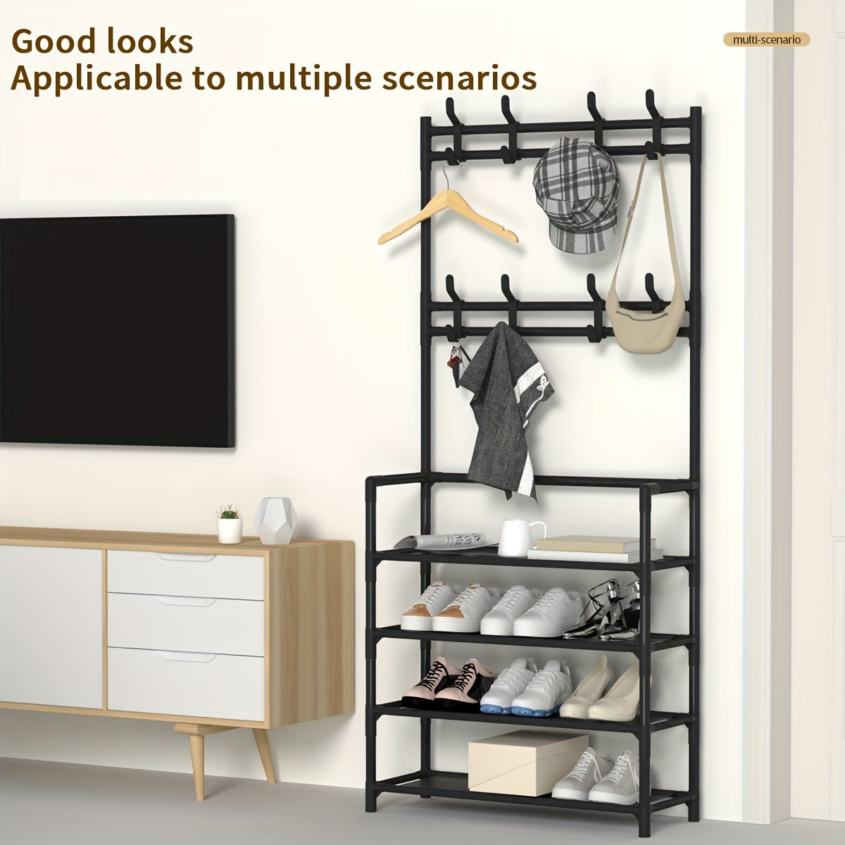 2 In 1 Shoe Coat Rack Assembly Shoe Cap Storage Rack