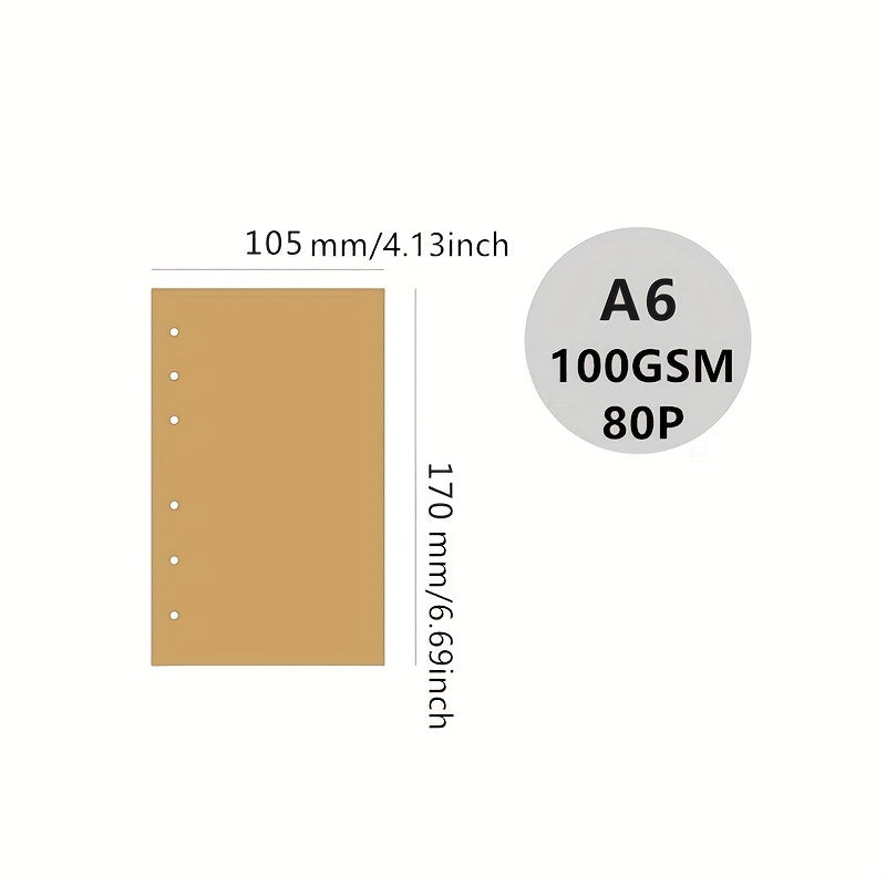 80-Sheet 6-Hole Loose Leaf Paper, 10.5 x 8.5 Inches