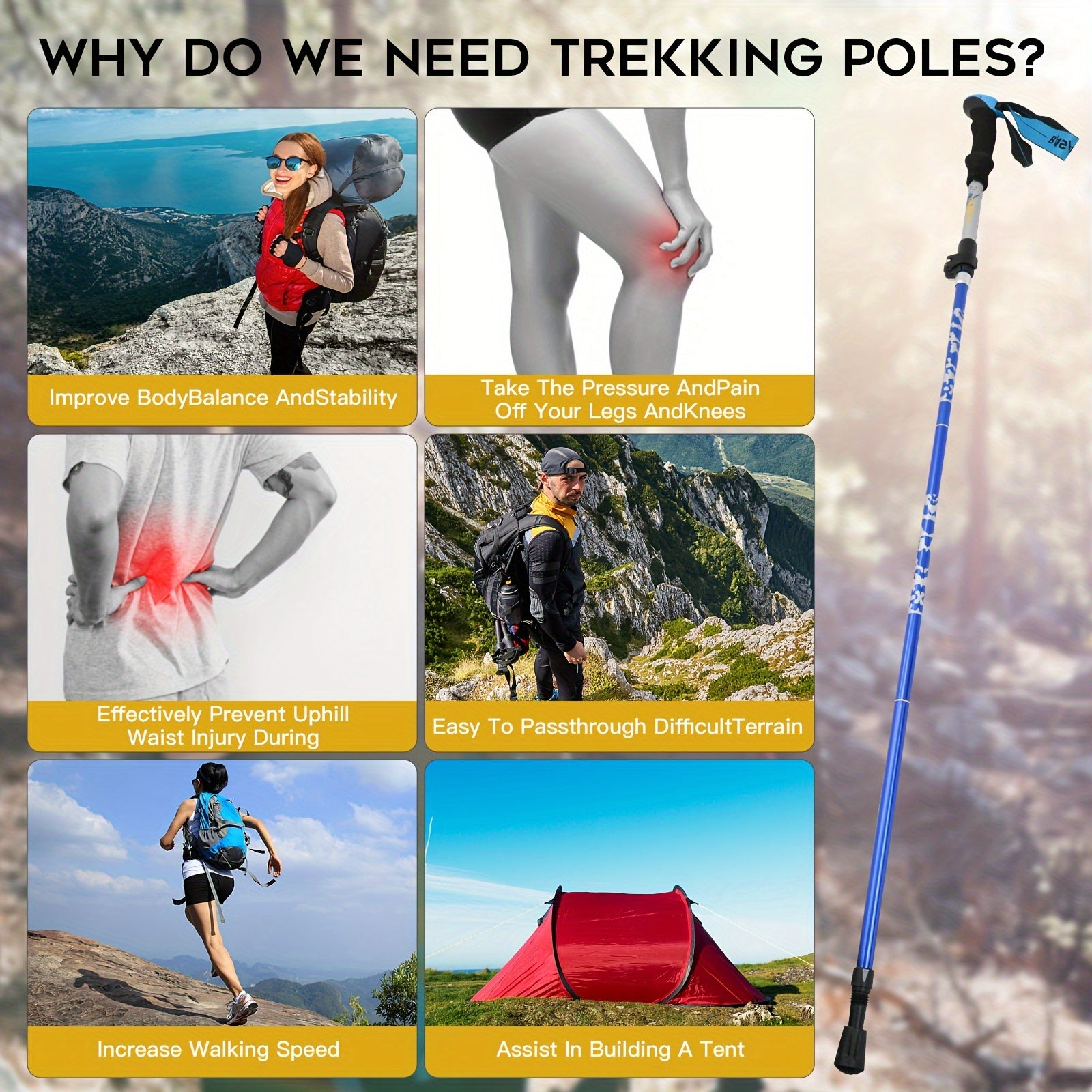 Mountain Tech Lightweight Aluminum Hiking Stick