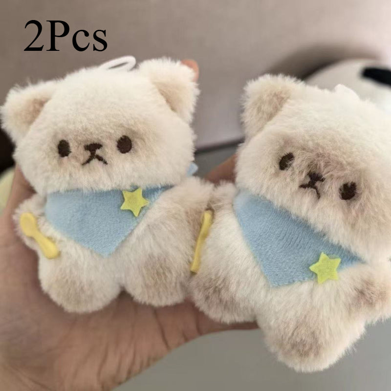 Cartoon Siamese Cat Plush Toy Keychain Soft Stuffed Animal with Expressive Eyes
