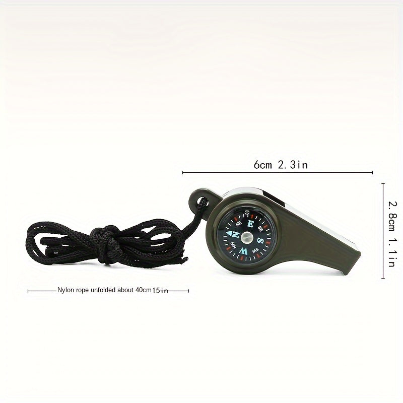 Portable 3-in-1 Survival Whistle for Outdoor Camping