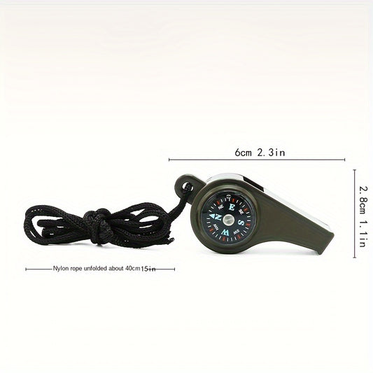Portable 3-in-1 Survival Whistle for Outdoor Camping