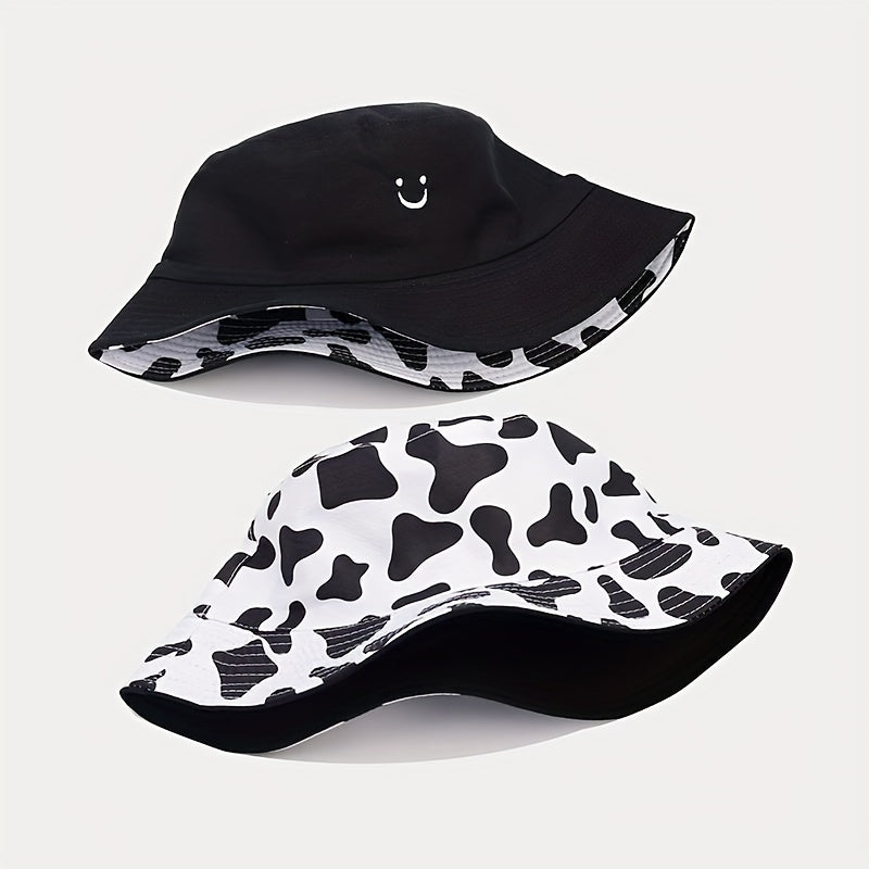 Versatile Bucket Hat With Double Sided Faces Sun Hat