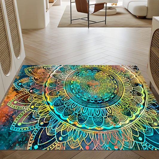 Boho Style Rug Hand Washable Floor Mat Multicolored Decorative Carpet