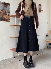 Solid Midi Denim Skirt Women's Denim Jeans
