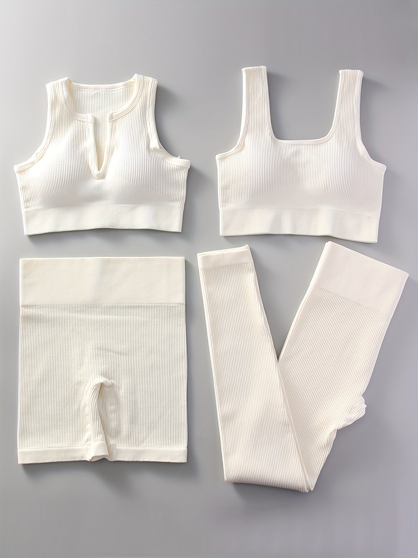 Ribbed Yoga Sports Bra & Leggings Set Women's Activewear