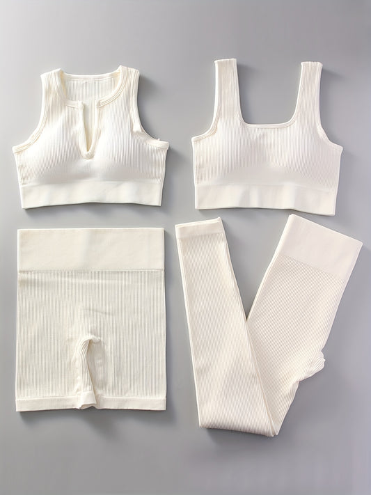Ribbed Yoga Sports Bra & Leggings Set Women's Activewear
