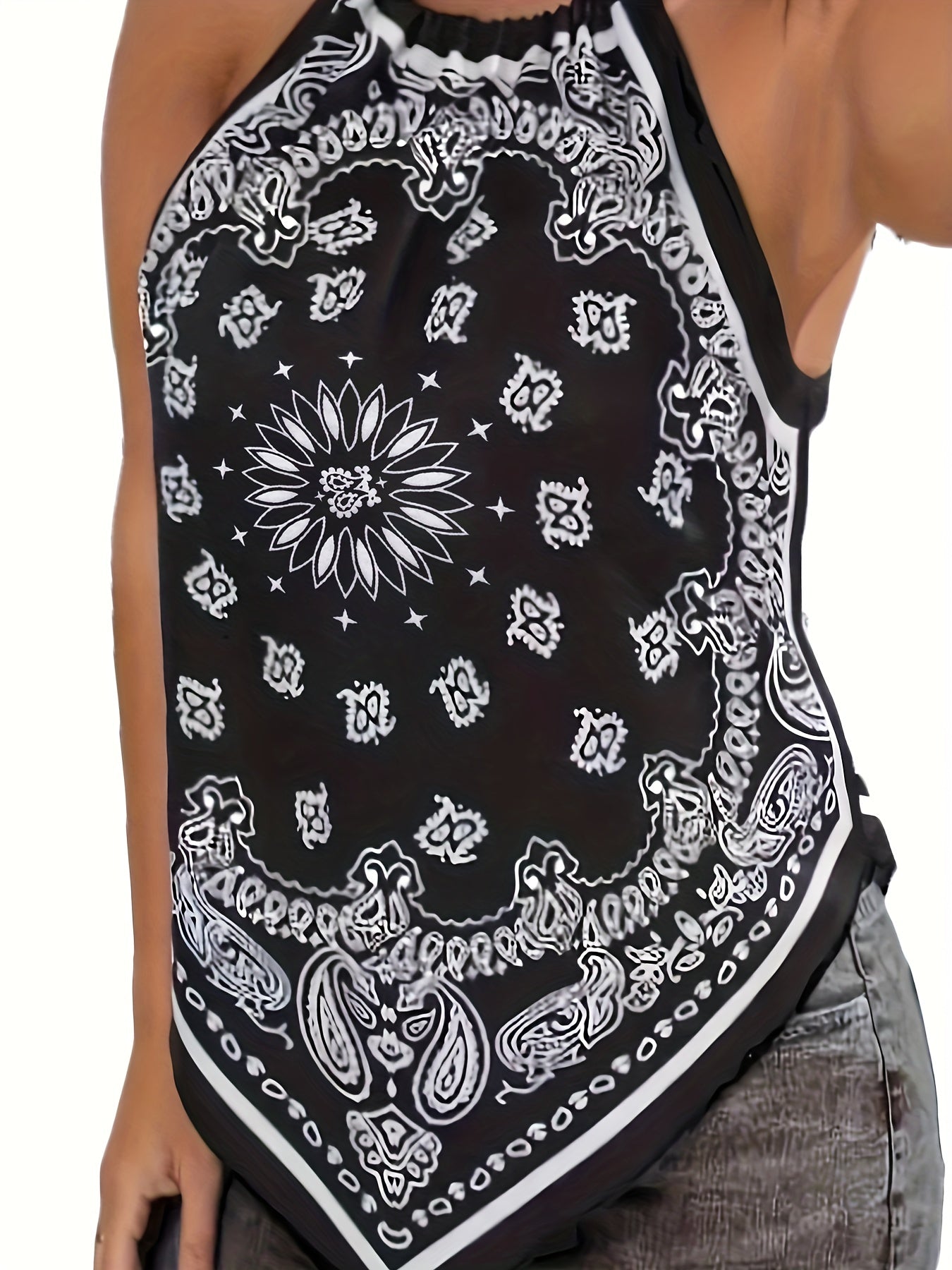 Tie Back Halter Neck Top Vacation Backless Halter Top for Summer