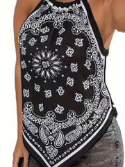 Tie Back Halter Neck Top Vacation Backless Halter Top for Summer