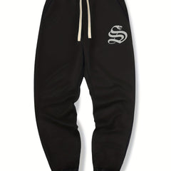 Snake Print Drawstring Sweatpants Loose Fit Pants Men's
