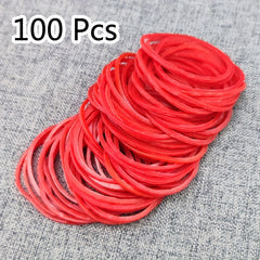 100pcs Red 40mm Elastic Rubber Bands Stretchable Band